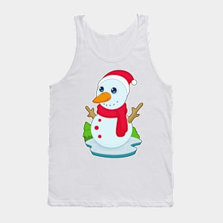 Snowman Christmas Santa hat Tank Top